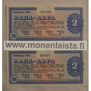 Raha-arpa Helmikuu 1978 2 kpl