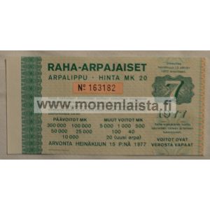 Raha-arpajaiset Arpalippu 7/1977